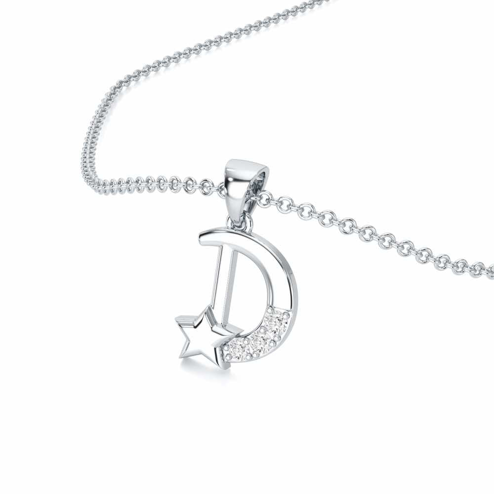 D-Glint Silver Pendant - White Gold - Image 2