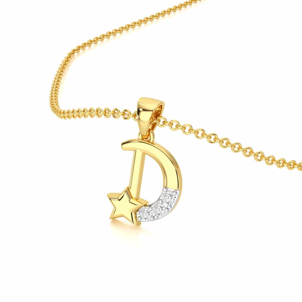 D-Glint Silver Pendant - Yellow Gold - Image 2