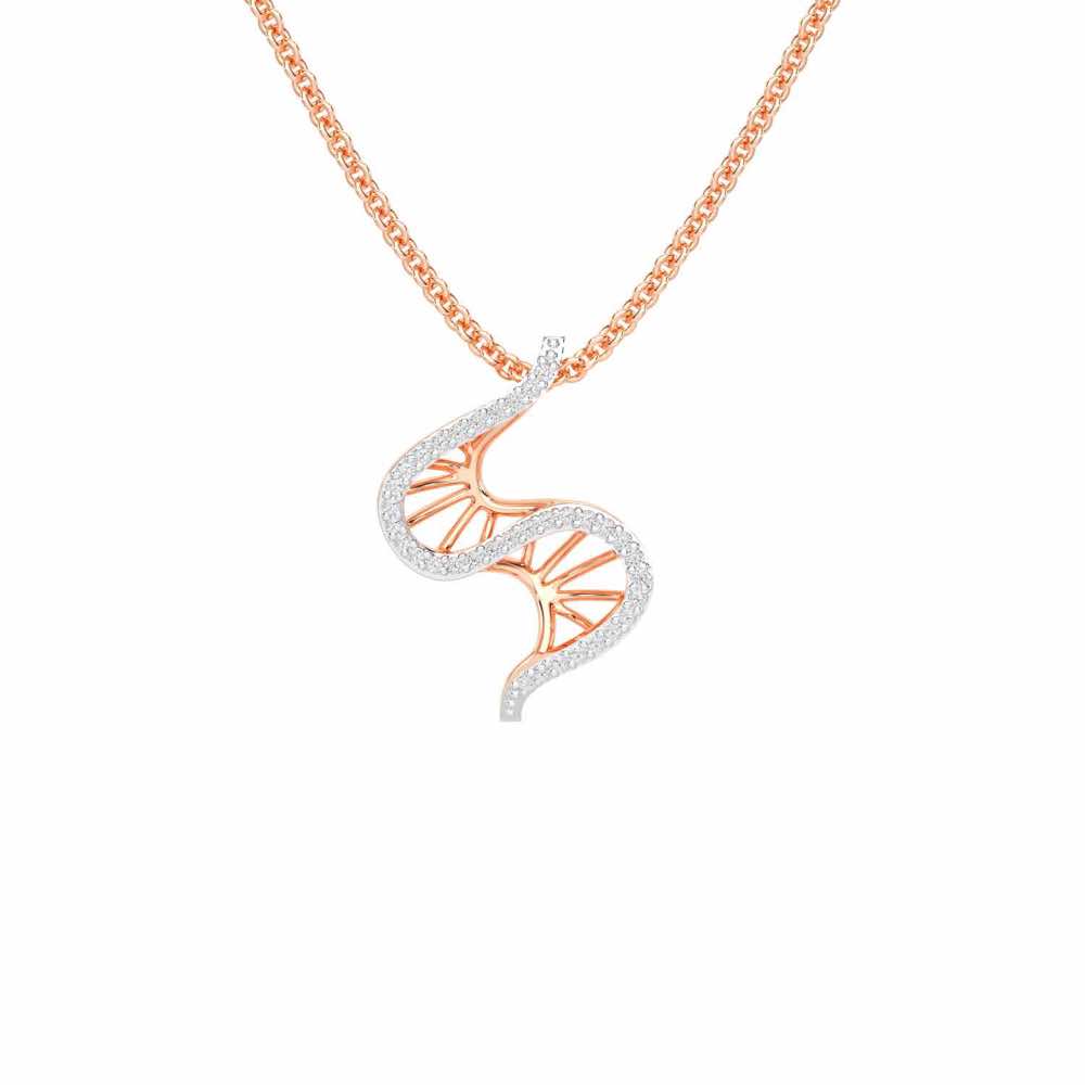 DNA Twist Silver Pendant - Rose Gold - Image 1