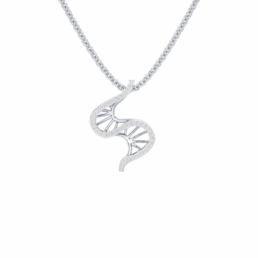 DNA Twist Silver Pendant - White Gold - Image 1