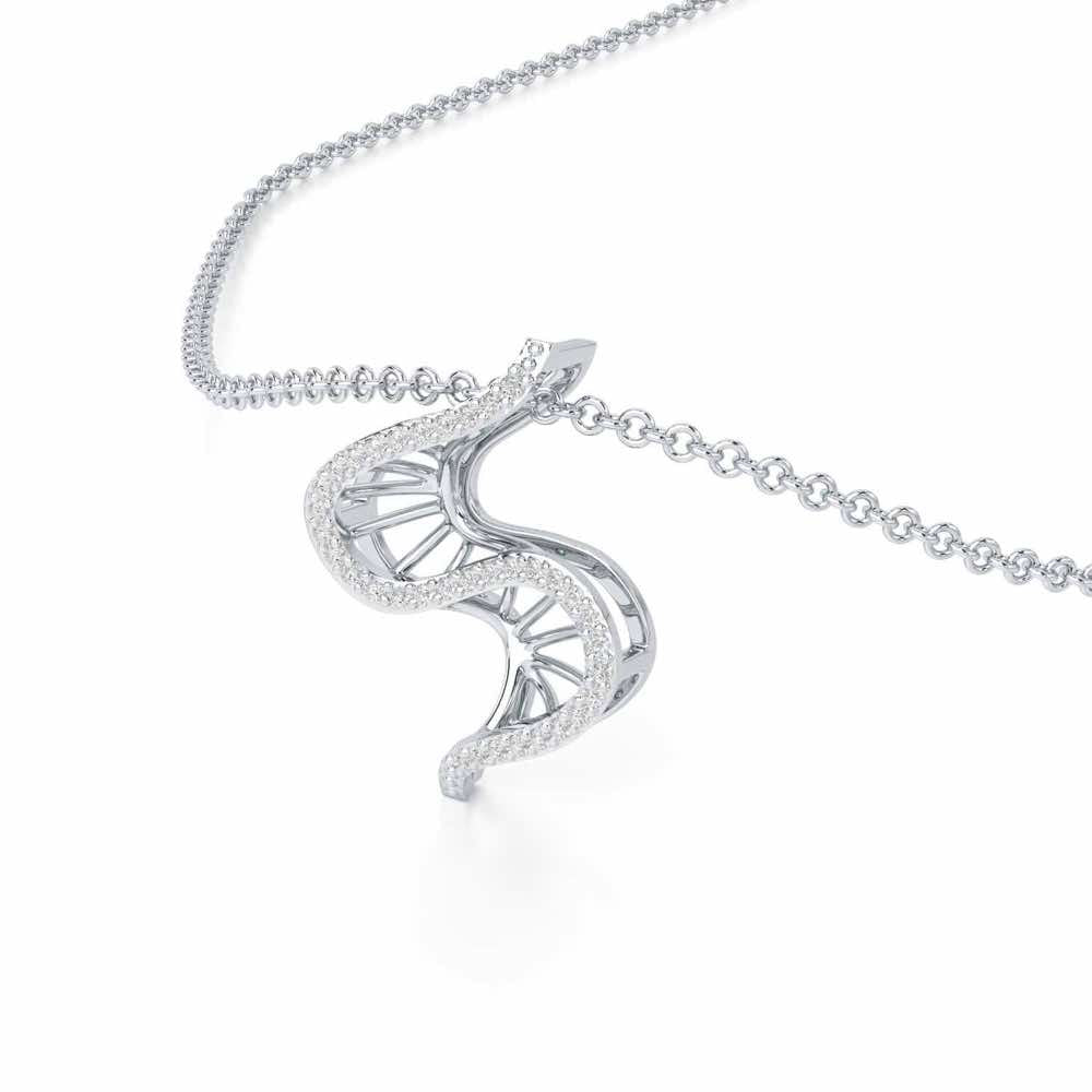 DNA Twist Silver Pendant - White Gold - Image 2