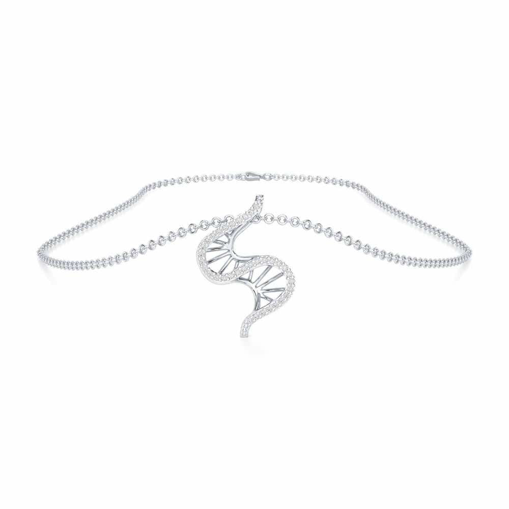 DNA Twist Silver Pendant - White Gold - Image 3