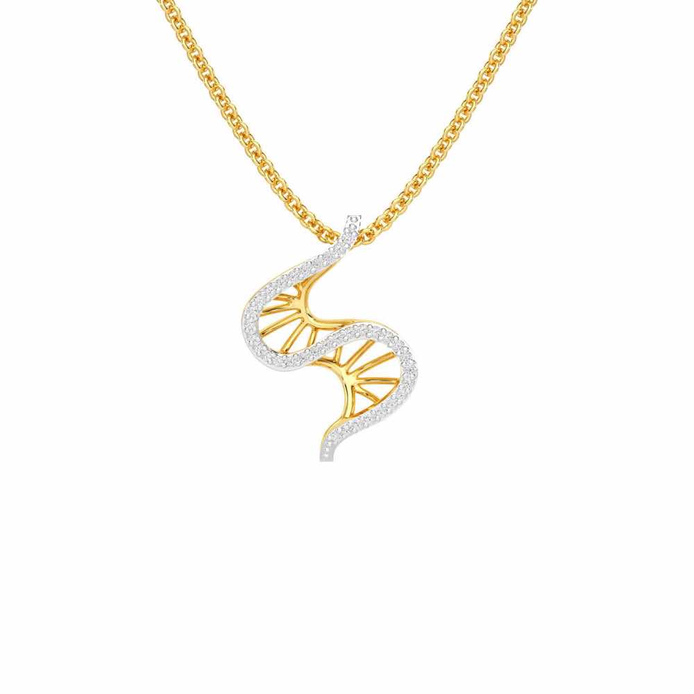 DNA Twist Silver Pendant - Yellow Gold - Image 1
