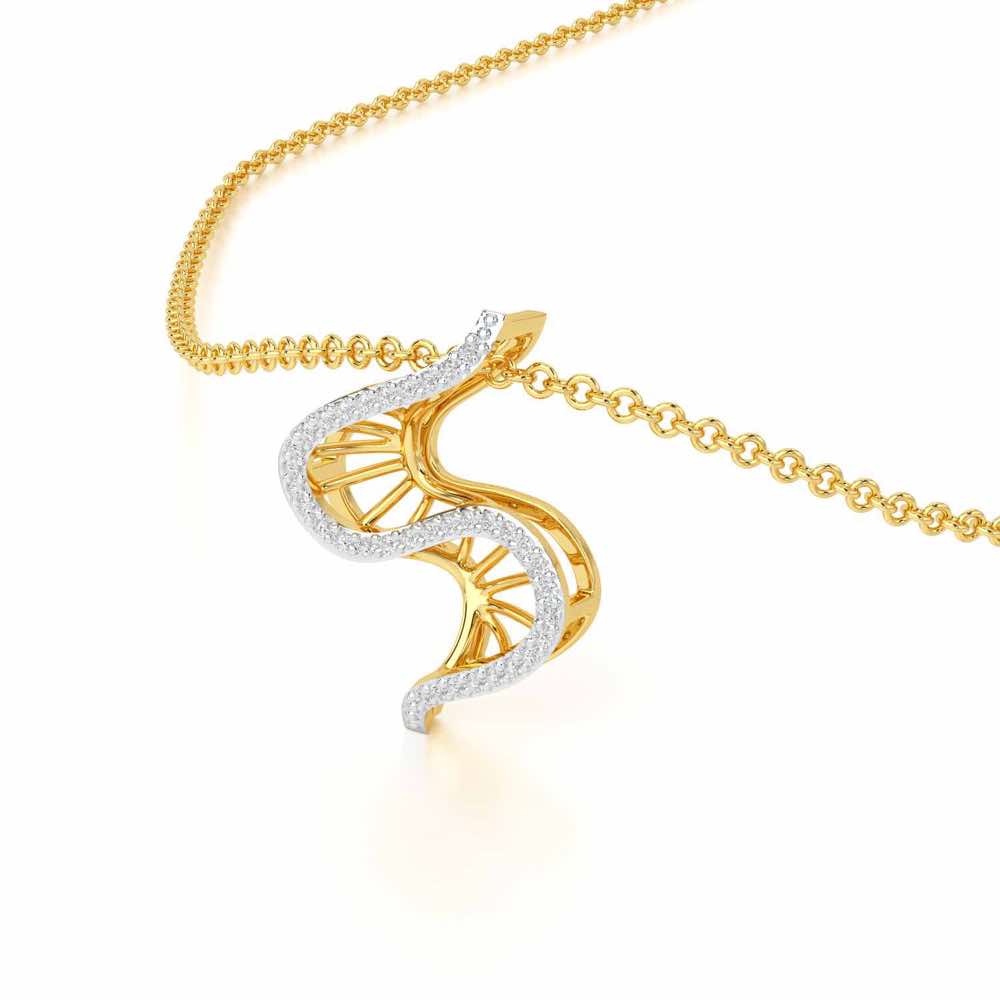 DNA Twist Silver Pendant - Yellow Gold - Image 2
