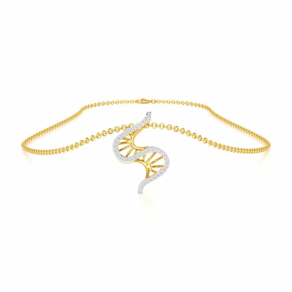 DNA Twist Silver Pendant - Yellow Gold - Image 3