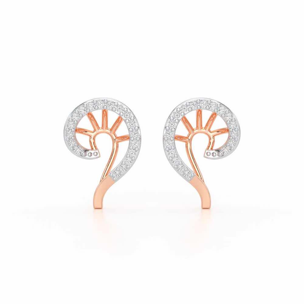 DNA Twist Silver Stud Earrings - Rose Gold - Image 1