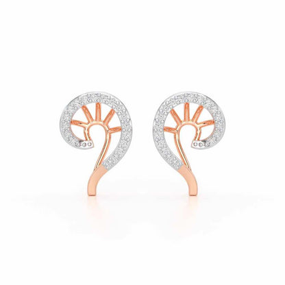DNA Twist Silver Stud Earrings - Rose Gold - Image 1