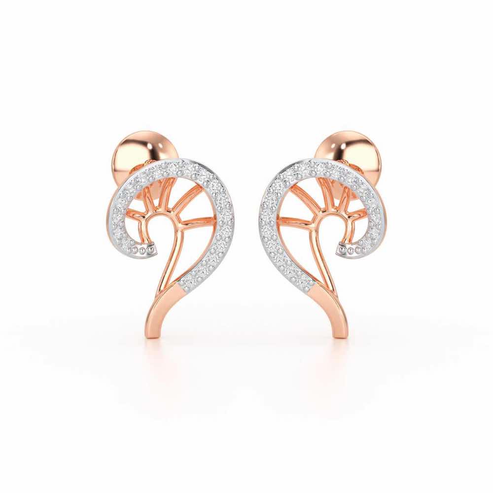 DNA Twist Silver Stud Earrings - Rose Gold - Image 2