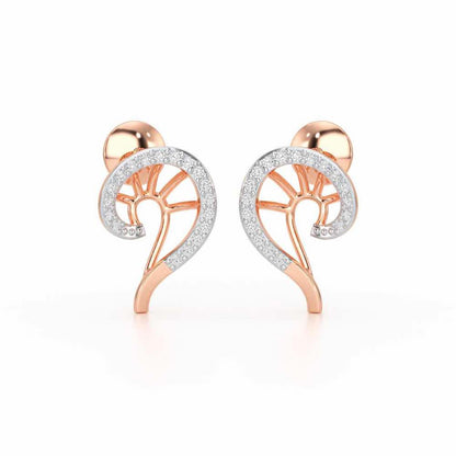 DNA Twist Silver Stud Earrings - Rose Gold - Image 2