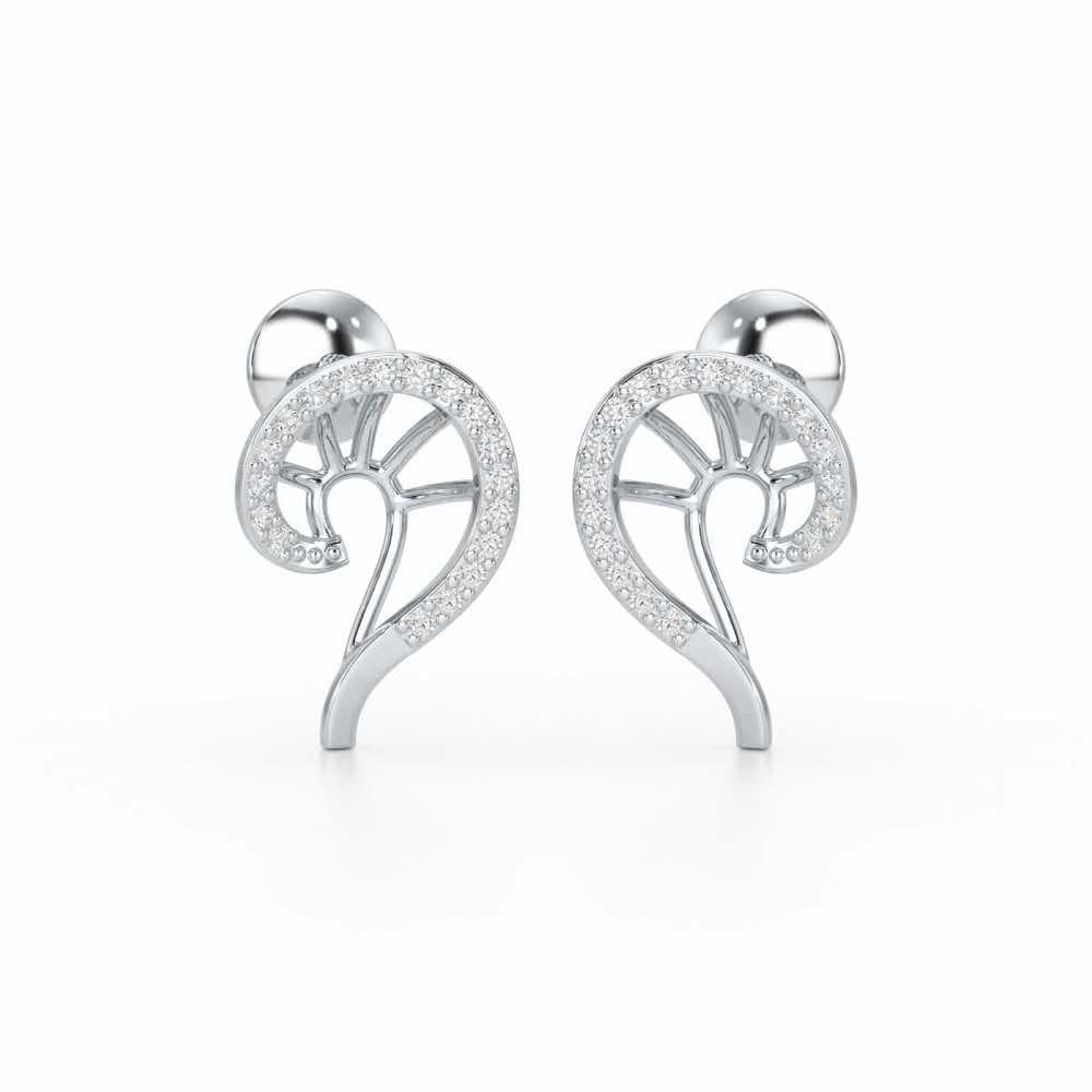 DNA Twist Silver Stud Earrings - White Gold - Image 2