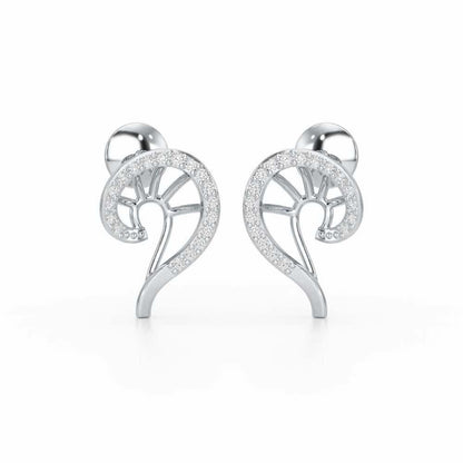 DNA Twist Silver Stud Earrings - White Gold - Image 2