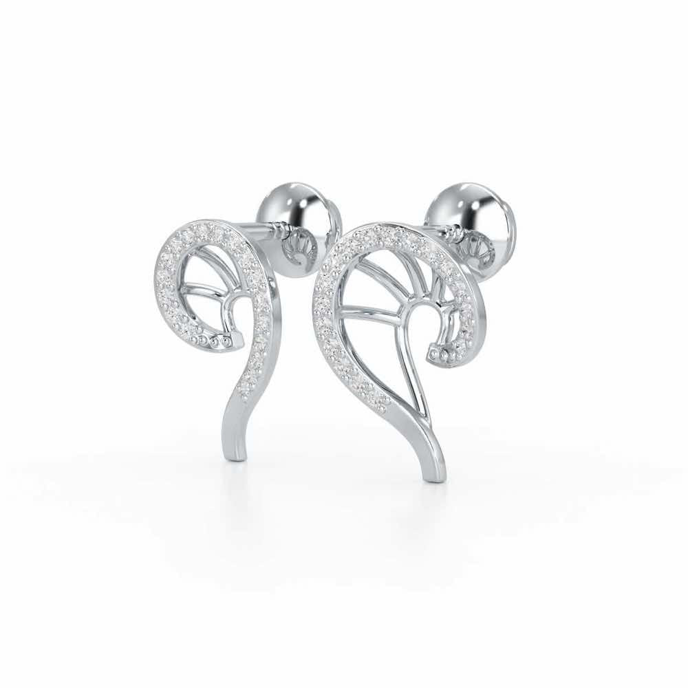 DNA Twist Silver Stud Earrings - White Gold - Image 3