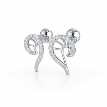 DNA Twist Silver Stud Earrings - White Gold - Image 3