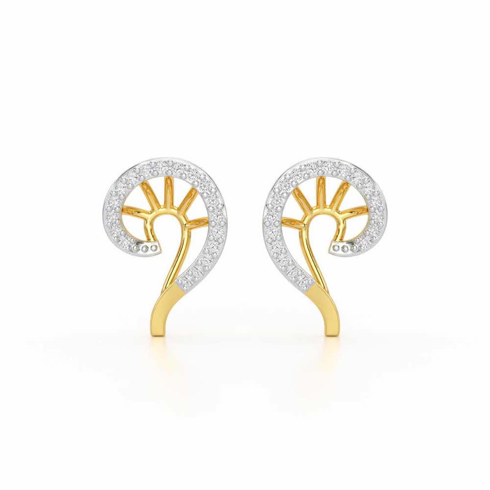 DNA Twist Silver Stud Earrings - Yellow Gold - Image 1