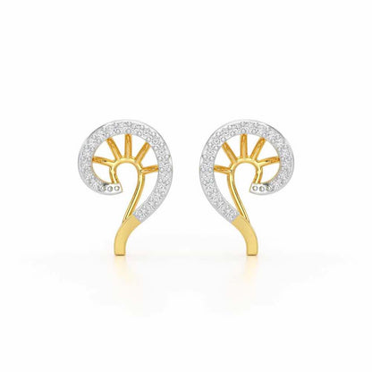 DNA Twist Silver Stud Earrings - Yellow Gold - Image 1