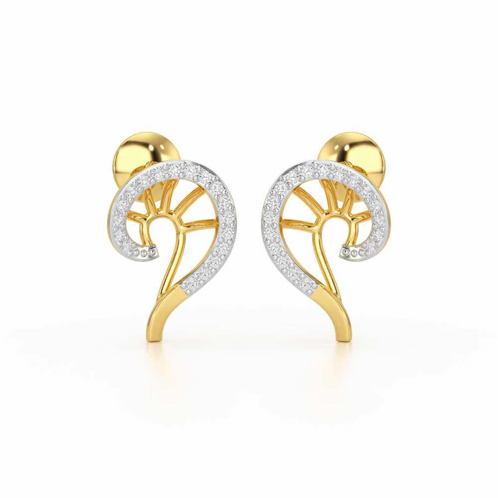 DNA Twist Silver Stud Earrings - Yellow Gold - Image 2