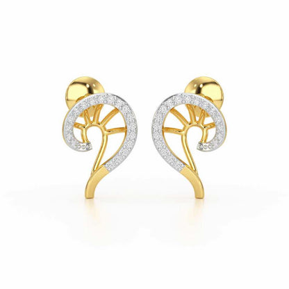DNA Twist Silver Stud Earrings - Yellow Gold - Image 2