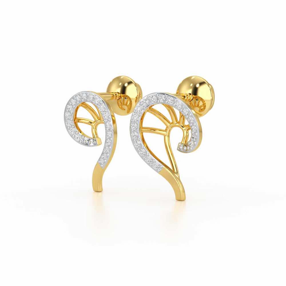 DNA Twist Silver Stud Earrings - Yellow Gold - Image 3