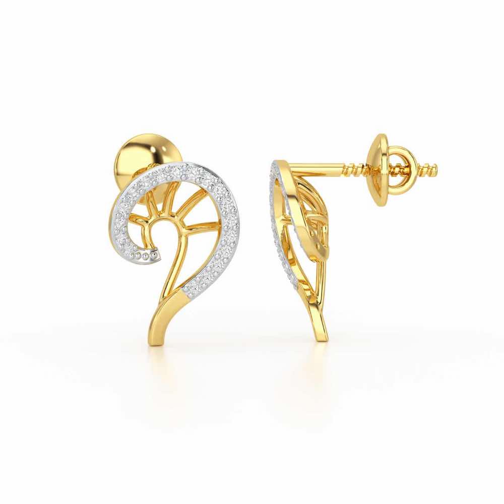 DNA Twist Silver Stud Earrings - Yellow Gold - Image 4