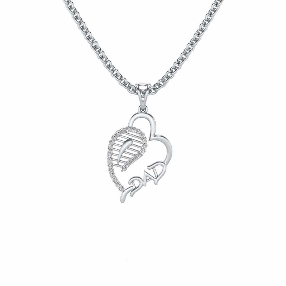Dad's World Silver Pendant - White Gold - Image 1