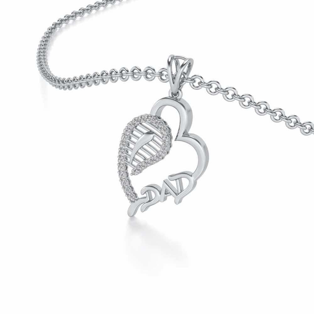 Dad's World Silver Pendant - White Gold - Image 2