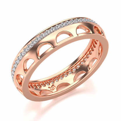 Dainty Crown Silver Band Ring - Rose Gold - Image 1