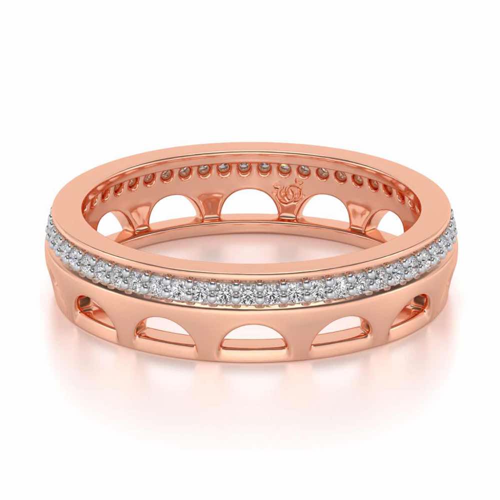 Dainty Crown Silver Band Ring - Rose Gold - Image 2