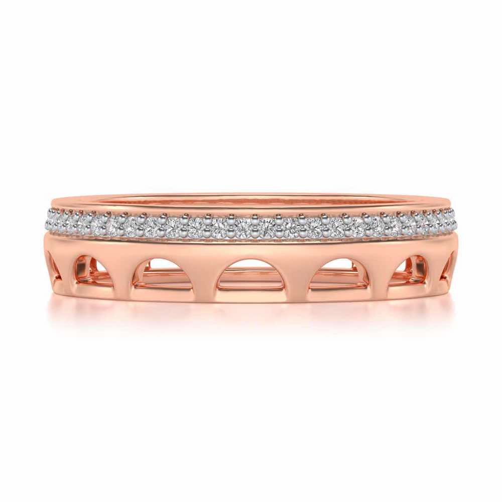 Dainty Crown Silver Band Ring - Rose Gold - Image 4