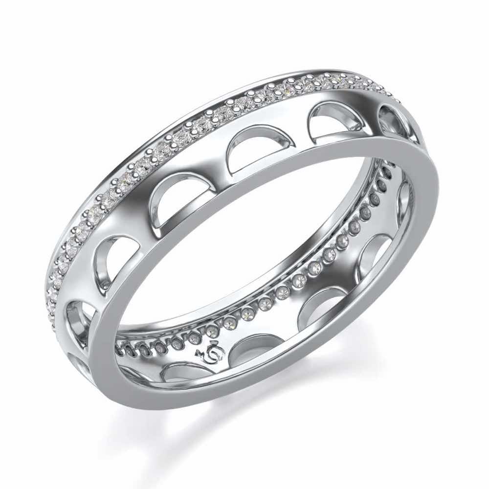 Dainty Crown Silver Band Ring - White Gold - Image 1