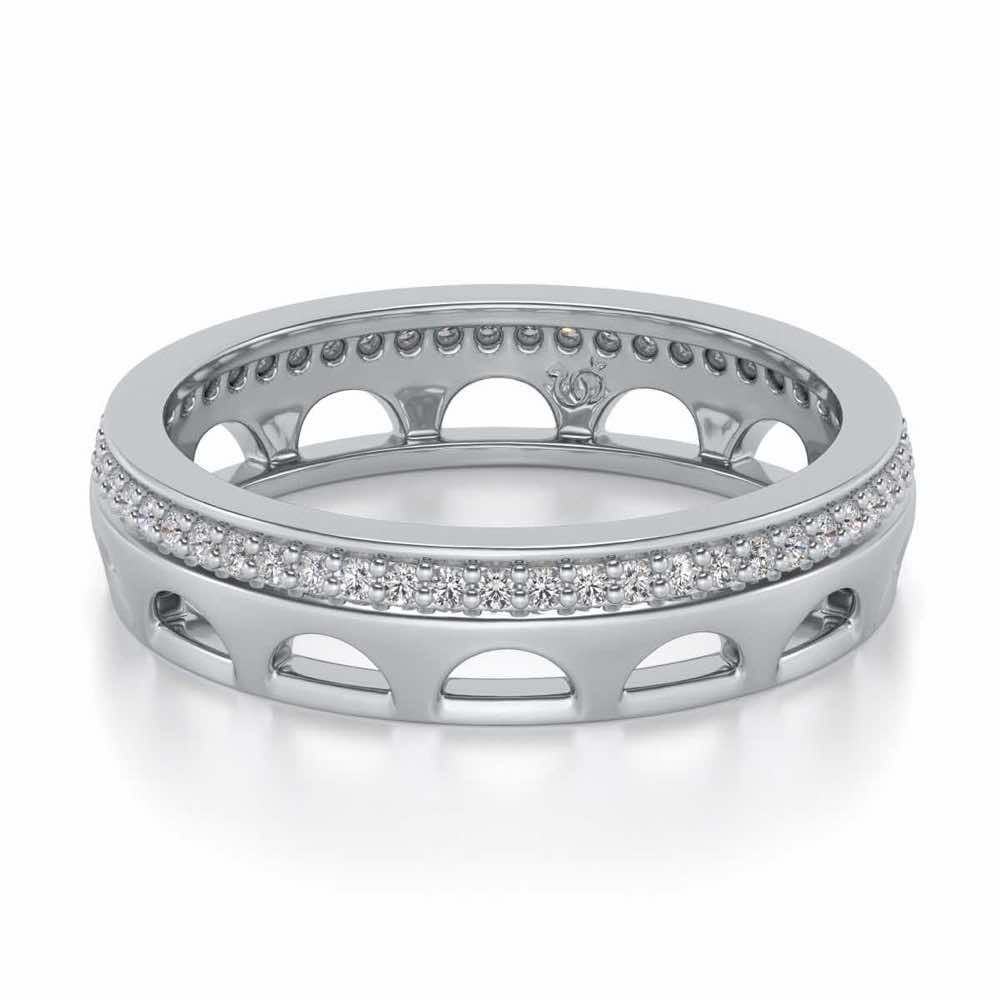 Dainty Crown Silver Band Ring - White Gold - Image 2