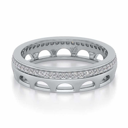 Dainty Crown Silver Band Ring - White Gold - Image 2