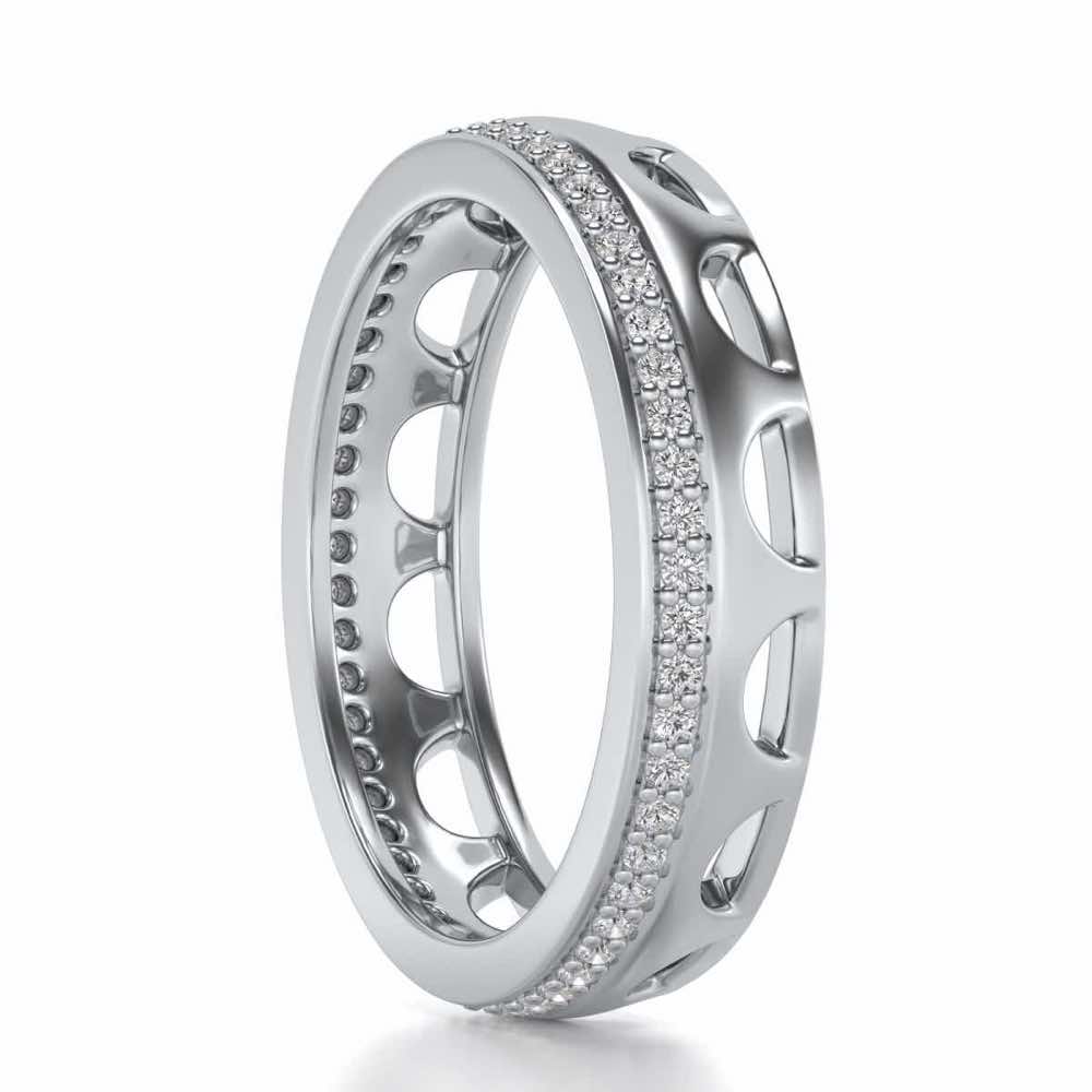 Dainty Crown Silver Band Ring - White Gold - Image 3