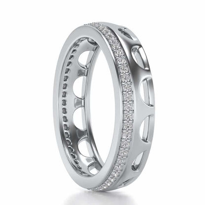 Dainty Crown Silver Band Ring - White Gold - Image 3