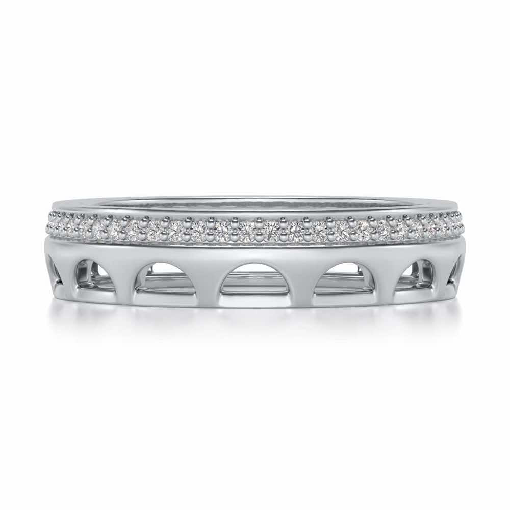 Dainty Crown Silver Band Ring - White Gold - Image 4
