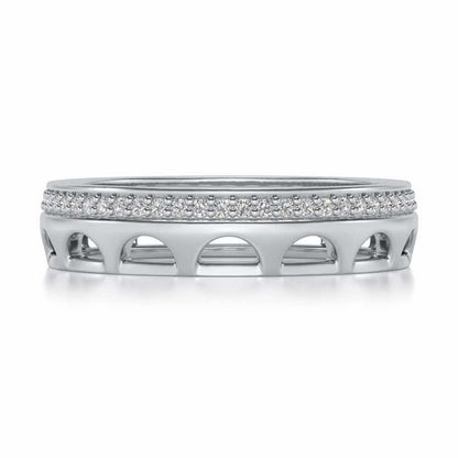Dainty Crown Silver Band Ring - White Gold - Image 4