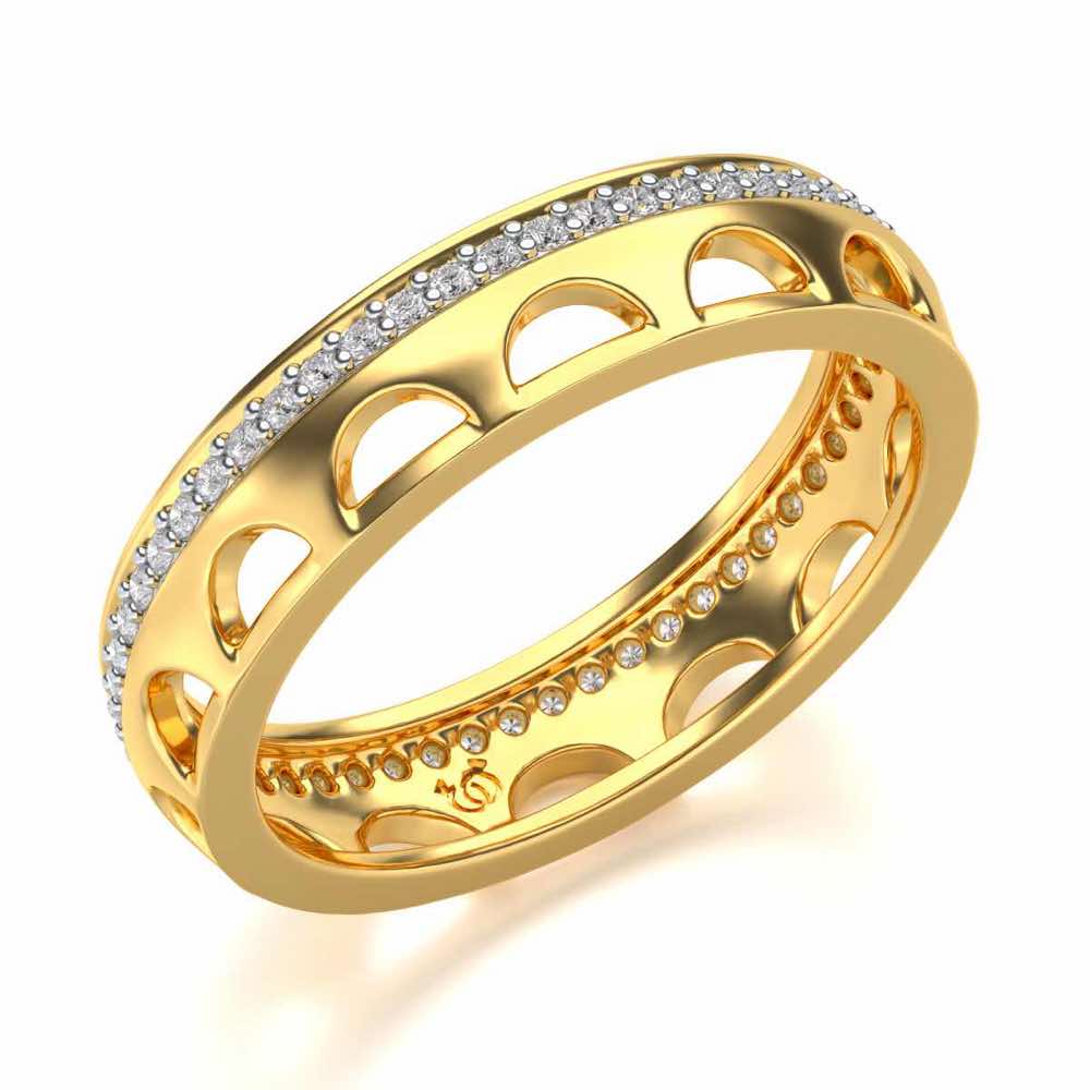 Dainty Crown Silver Band Ring - Yellow Gold - Image 1