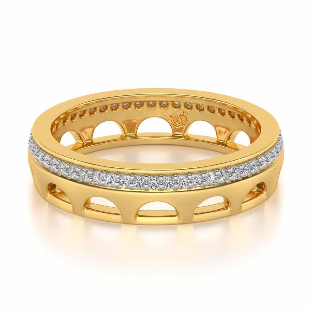 Dainty Crown Silver Band Ring - Yellow Gold - Image 2