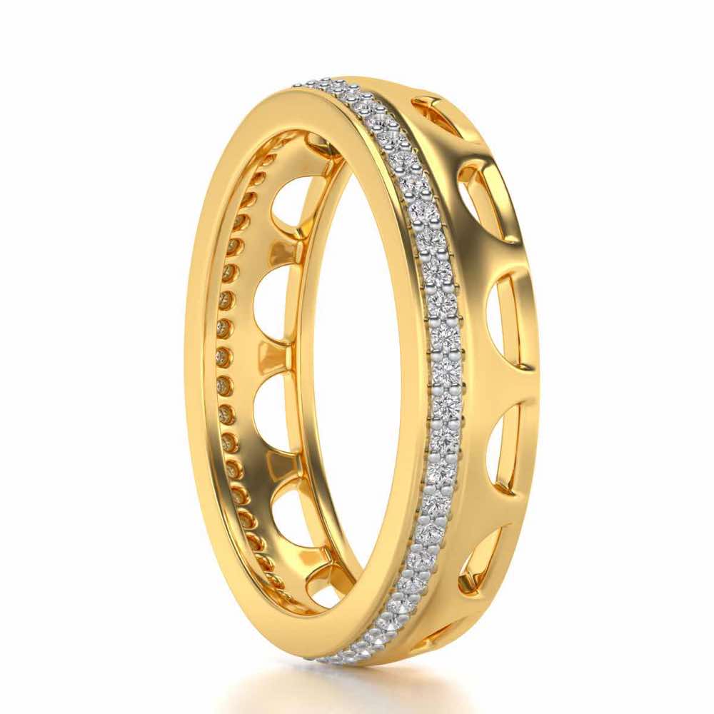 Dainty Crown Silver Band Ring - Yellow Gold - Image 3