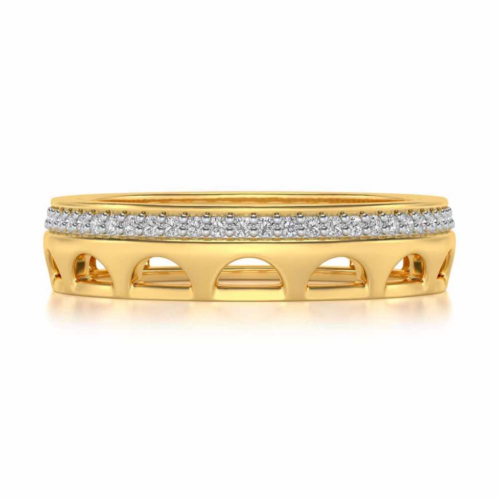 Dainty Crown Silver Band Ring - Yellow Gold - Image 4