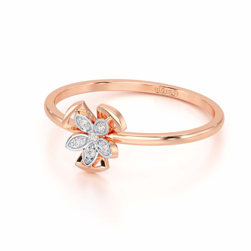 Dainty Flower Silver Ring - Rose Gold - Image 2