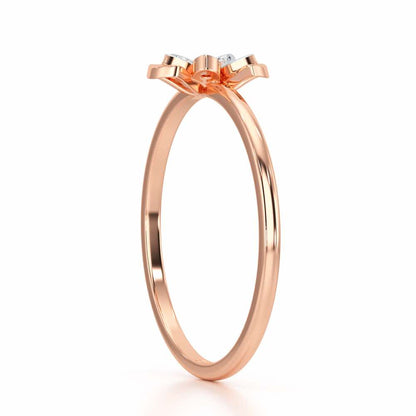 Dainty Flower Silver Ring - Rose Gold - Image 3