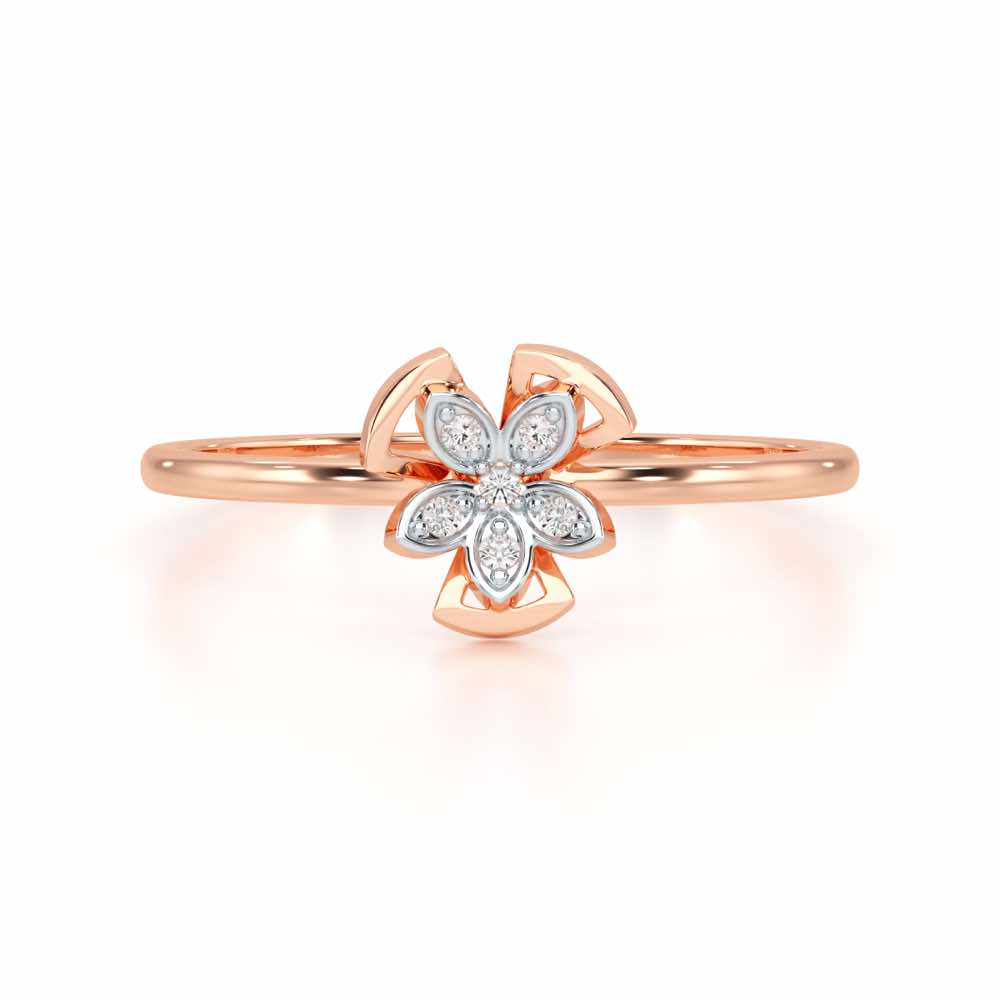 Dainty Flower Silver Ring - Rose Gold - Image 4