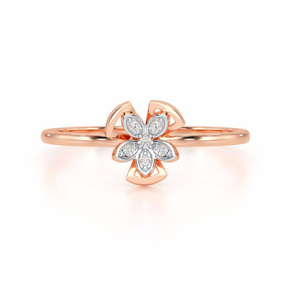 Dainty Flower Silver Ring - Rose Gold - Image 4