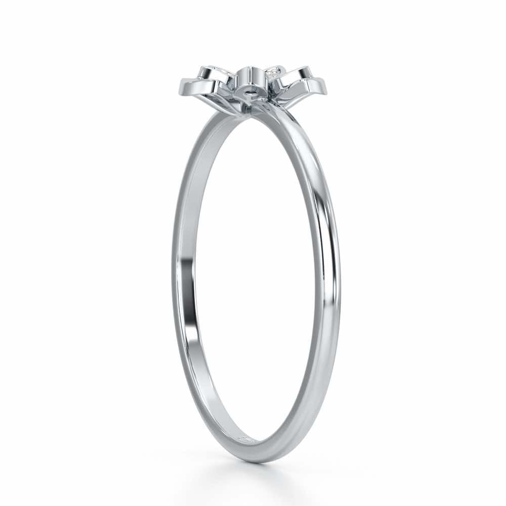 Dainty Flower Silver Ring - White Gold - Image 3