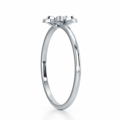 Dainty Flower Silver Ring - White Gold - Image 3