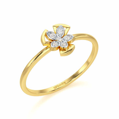 Dainty Flower Silver Ring - Yellow Gold - Image 1