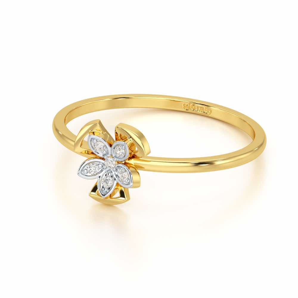 Dainty Flower Silver Ring - Yellow Gold - Image 2