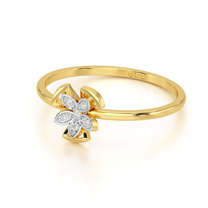Dainty Flower Silver Ring - Yellow Gold - Image 2