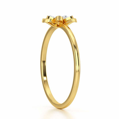 Dainty Flower Silver Ring - Yellow Gold - Image 3