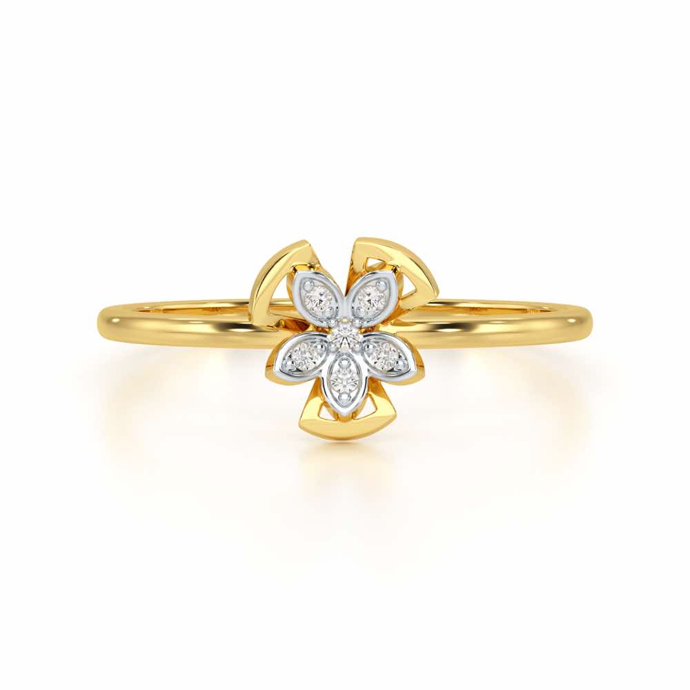 Dainty Flower Silver Ring - Yellow Gold - Image 4